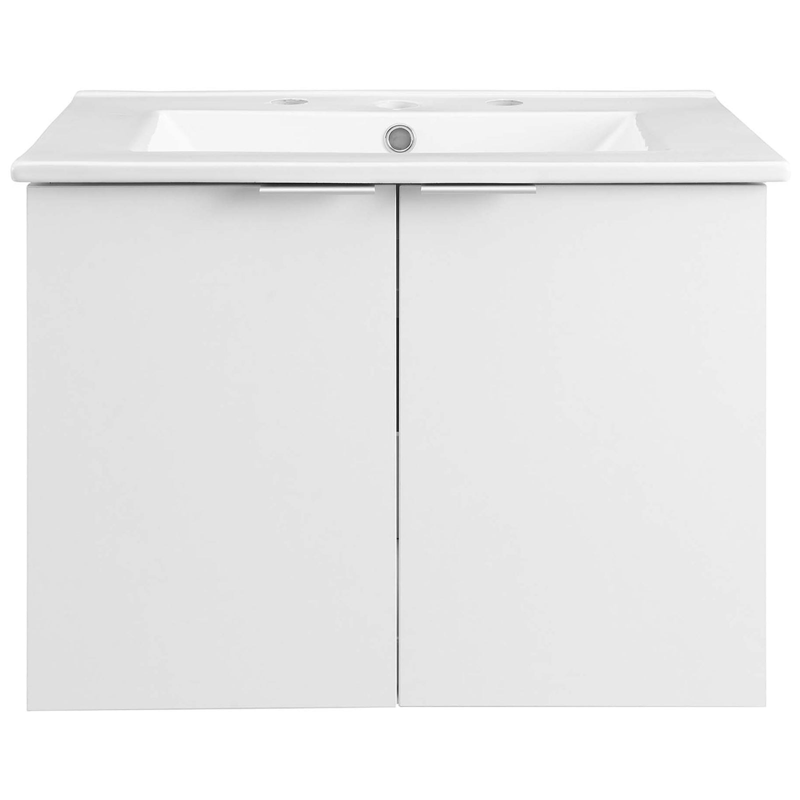 Clean white vanity with integrated basin and dual soft-close doors || EEI-5379-WHI-WHI || front_studio