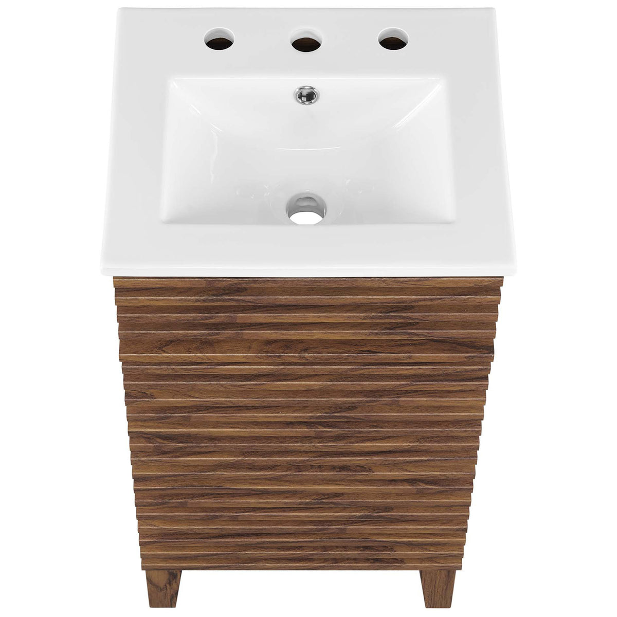 Integrated ceramic sink with overflow and predrilled three-hole deck. || EEI-5420-WAL-WHI || top_studio