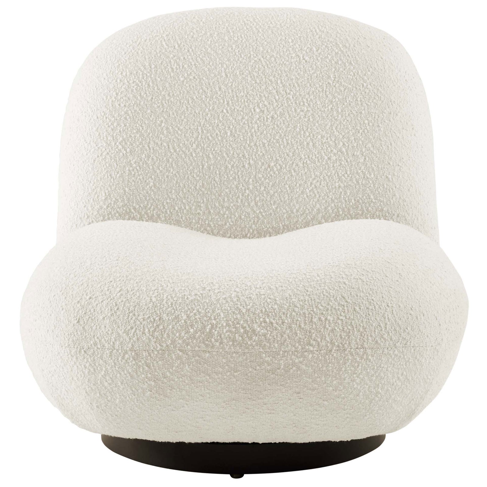 Plush armless boucle chair with organic curves and a matte black base || EEI-5486-BLK-IVO || front_studio