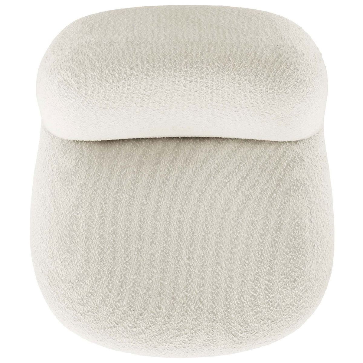 Generous scooped seat and pillowy back in textured boucle on a sturdy black base || EEI-5486-BLK-IVO || top_studio