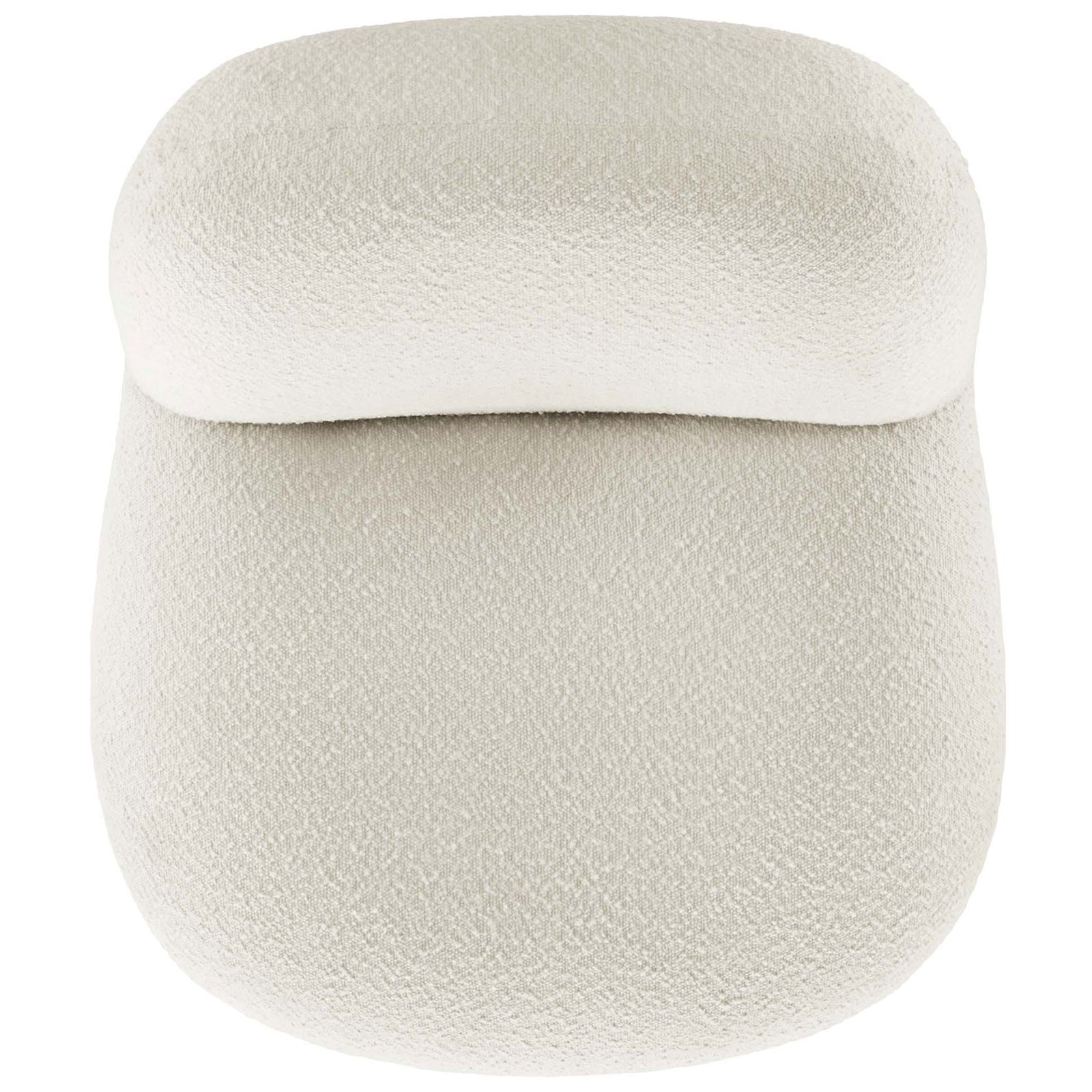 Generous scooped seat and pillowy back in textured boucle on a sturdy black base || EEI-5486-BLK-IVO || top_studio