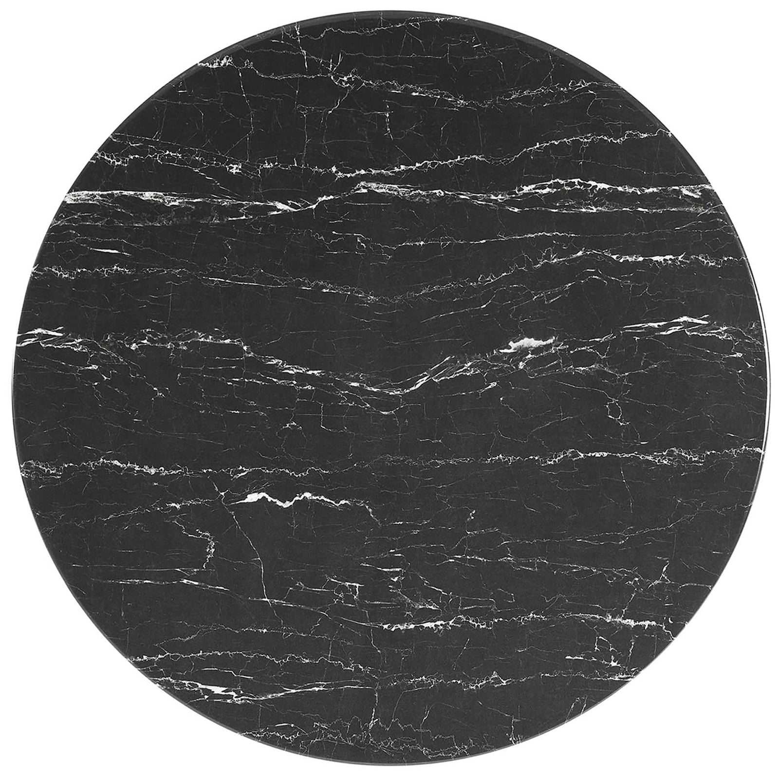 Veined black faux marble tabletop with a smooth beveled edge creates a refined focal point for living spaces || EEI-5521-GLD-BLK || top_studio