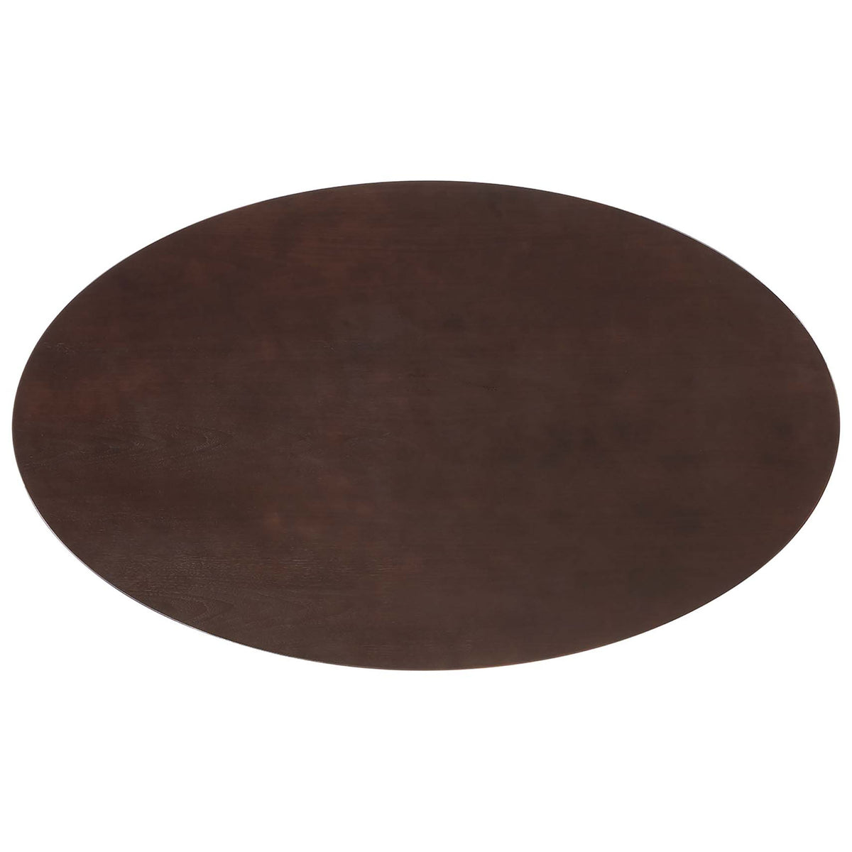 Rich cherry walnut oval tabletop with smooth beveled edge showcases elegant wood grain pattern || EEI-5524-GLD-CHE || top_studio