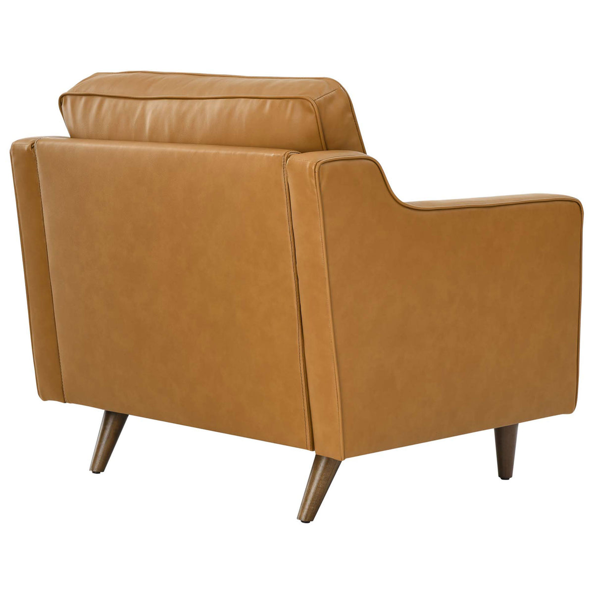 Smooth, tailored back and seat with refined French piping for a clean, modern look || EEI-5555-TAN || back_angle_studio