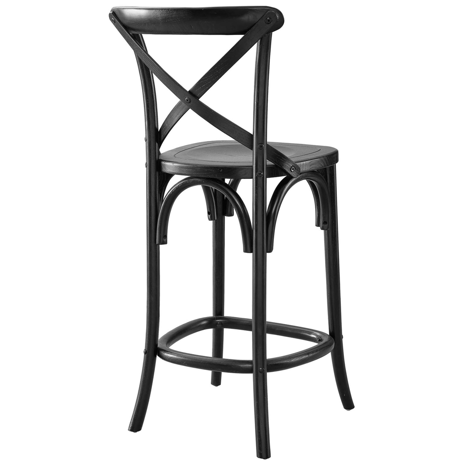 Sleek black finish showcases the contoured backrest and sturdy cross-brace design || EEI-5562-BLK || back_angle_studio