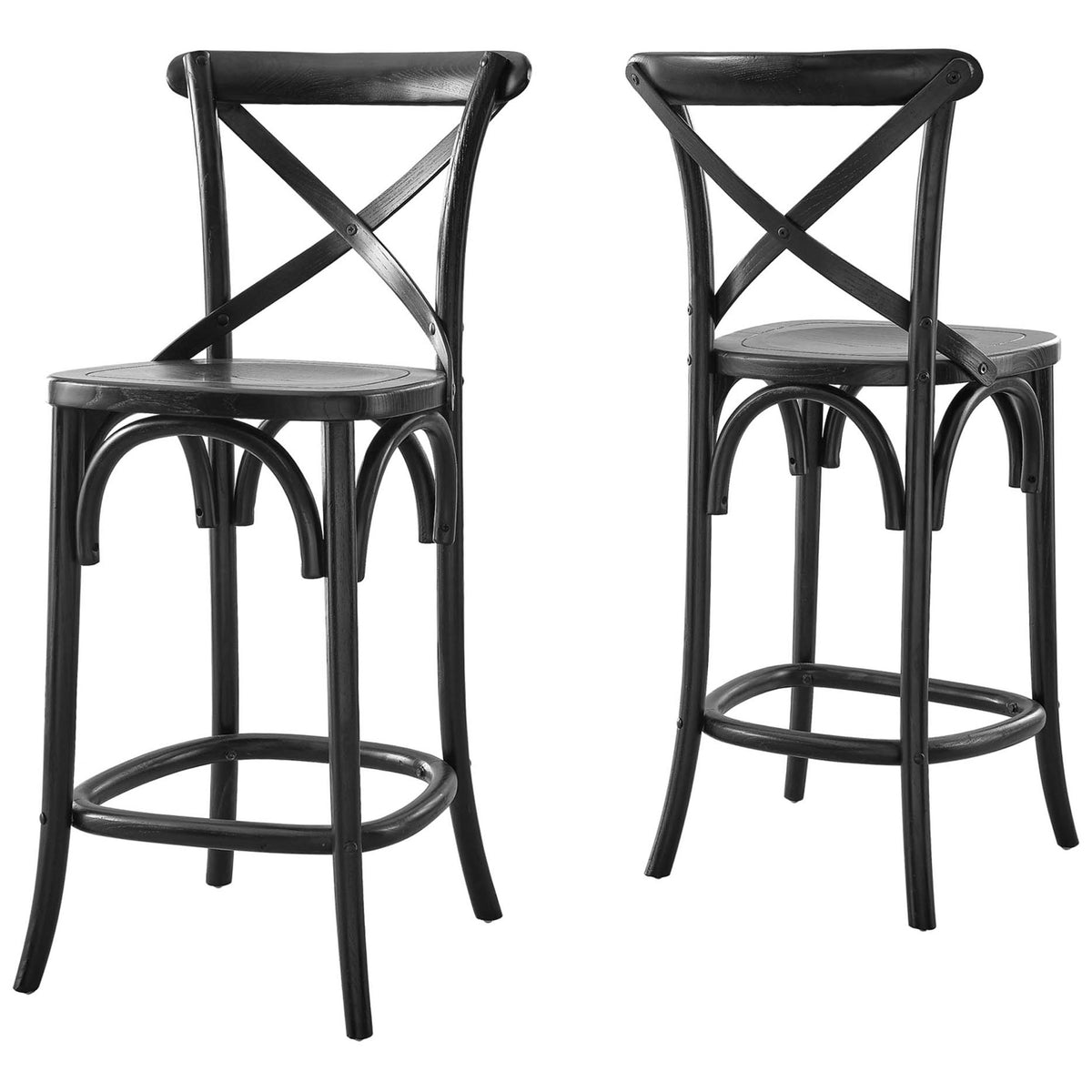 Graceful silhouette and arched accents bring classic charm to your counter seating || EEI-5562-BLK || front_angle_studio