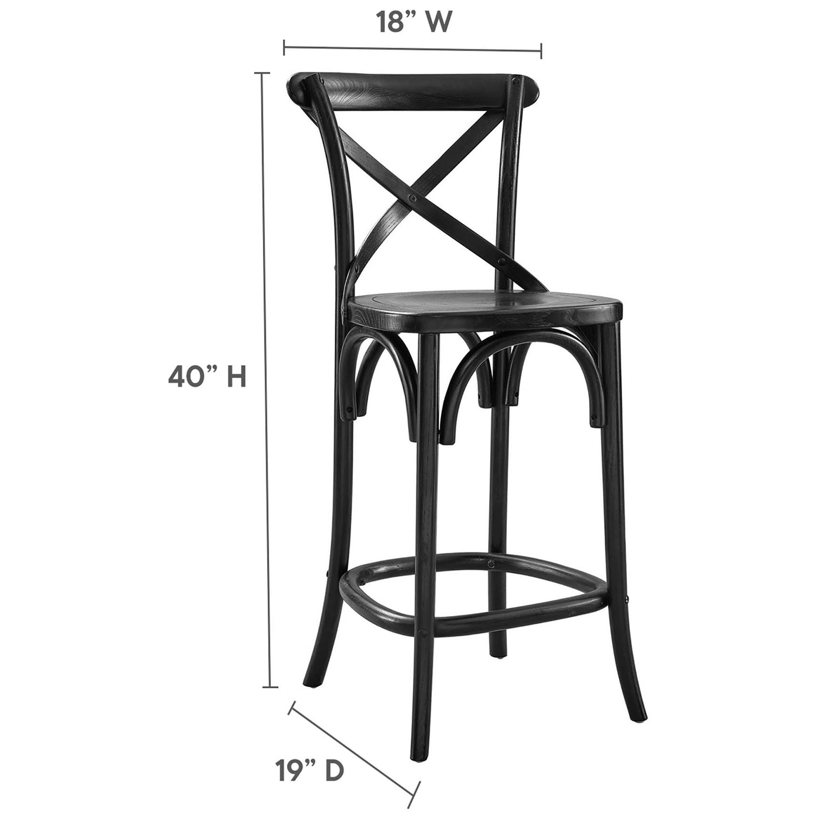 Dimensions displayed to show compact footprint and counter-height proportions || EEI-5562-BLK || dimension_studio