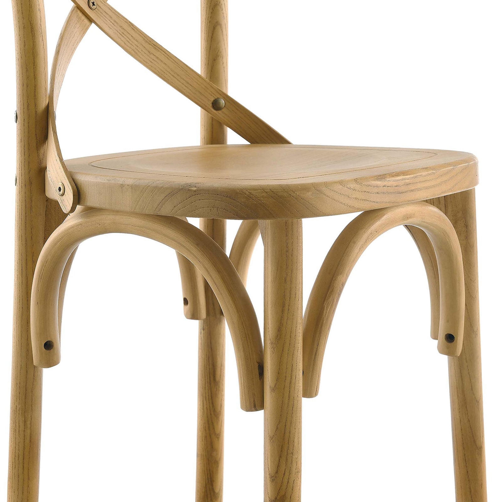 Contoured solid wood seat with inset border and graceful arched supports || EEI-5562-NAT || detail_studio