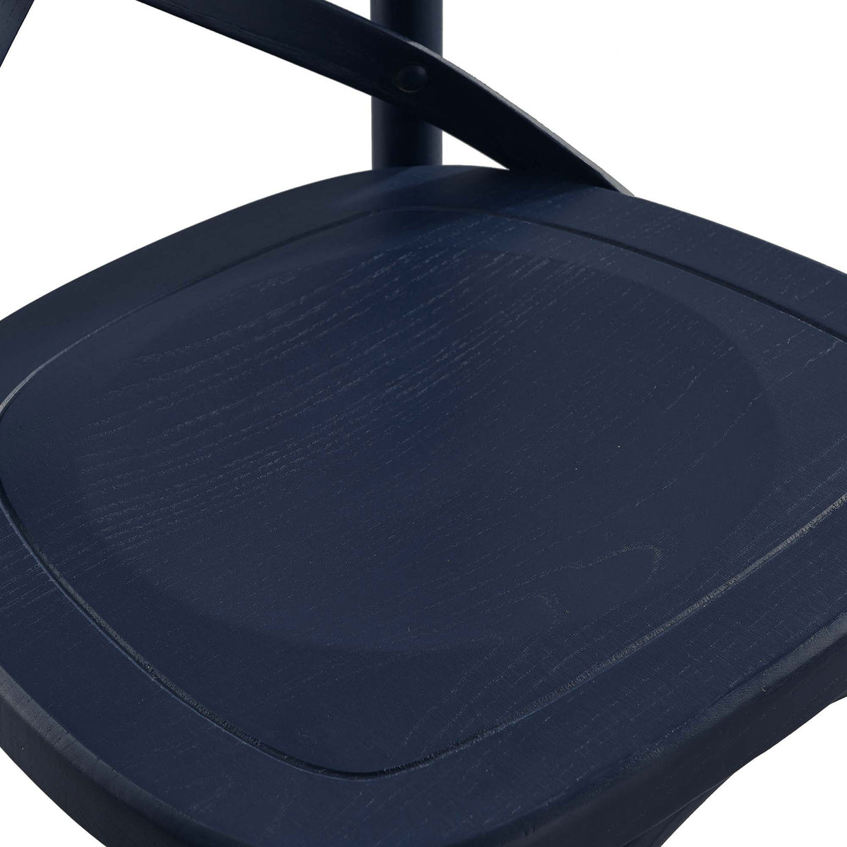 Elm wood seat showcases subtle grain and smooth contouring in deep midnight blue. || EEI-5563-MID || detail_studio