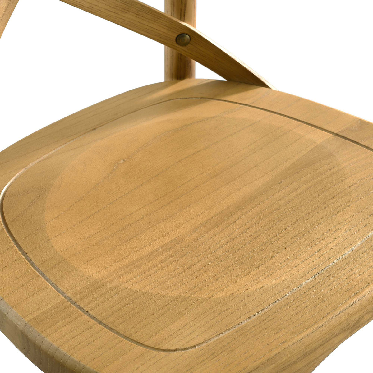 Smooth contoured wood seat with inset border and visible grain || EEI-5563-NAT || detail_studio