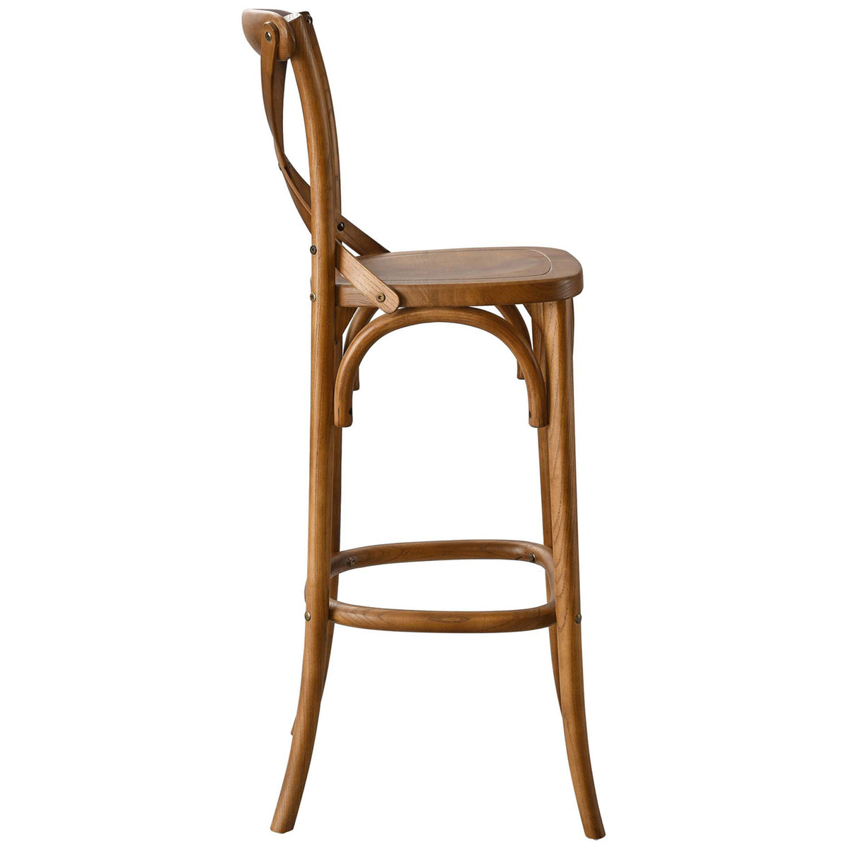 Streamlined side view shows the contoured seat and sturdy footrest ring on tapered legs || EEI-5563-WAL || side_studio