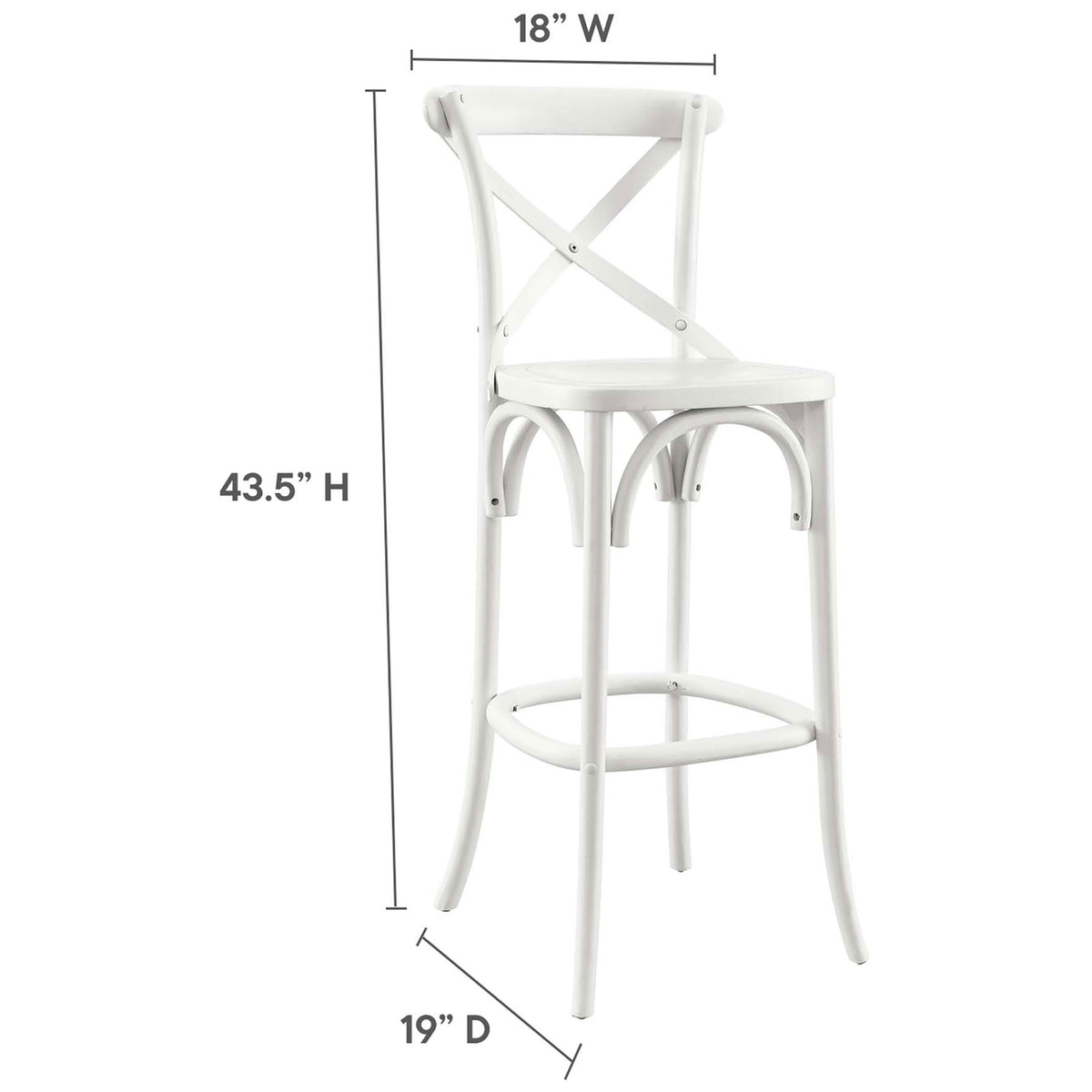 Sized for bar-height counters with a comfortable 29.5 inch seat height || EEI-5563-WHI || dimension_studio