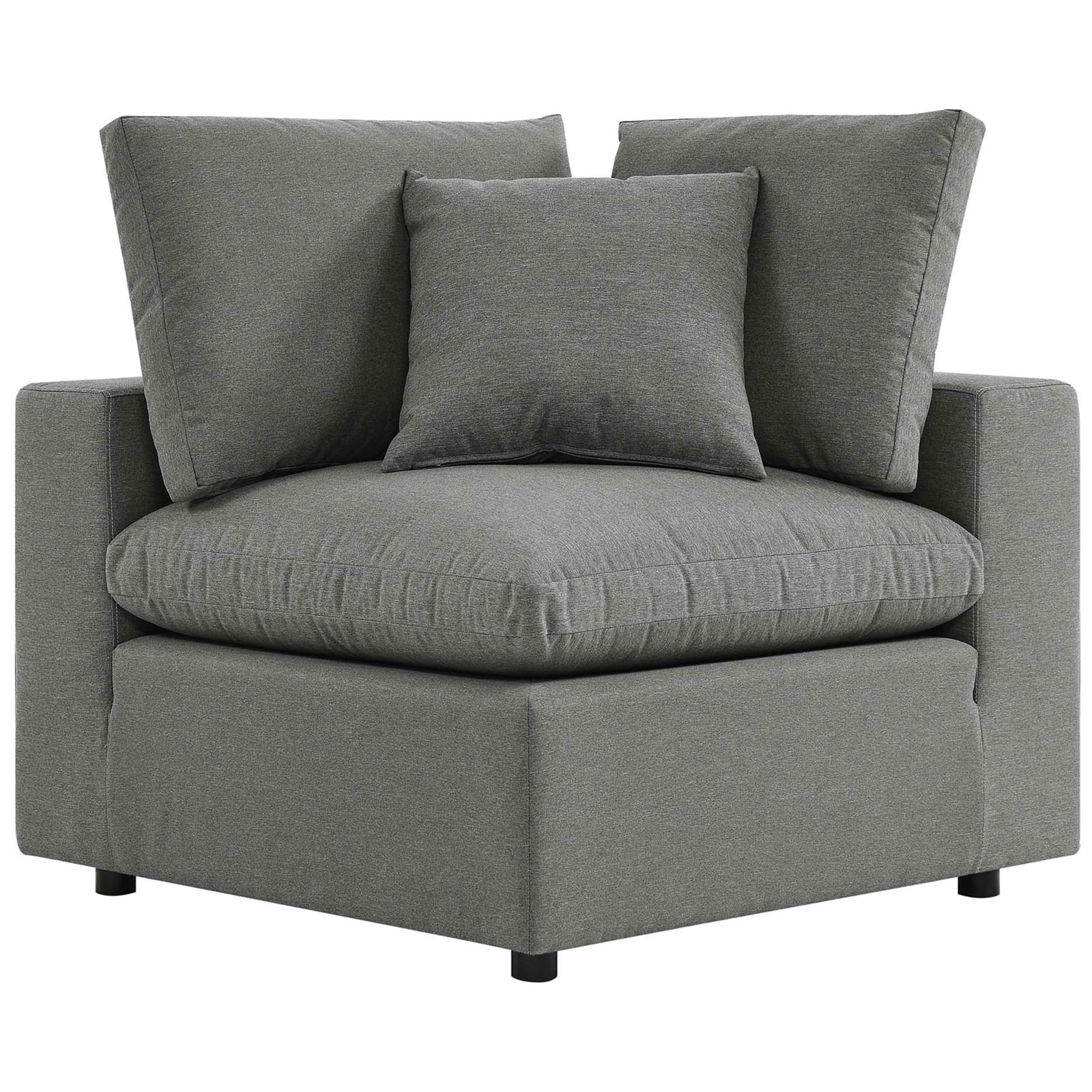 Charcoal modular corner chair with extra-thick seat and layered back cushions from the Commix collection || EEI-5576-CHA || front_partial_studio