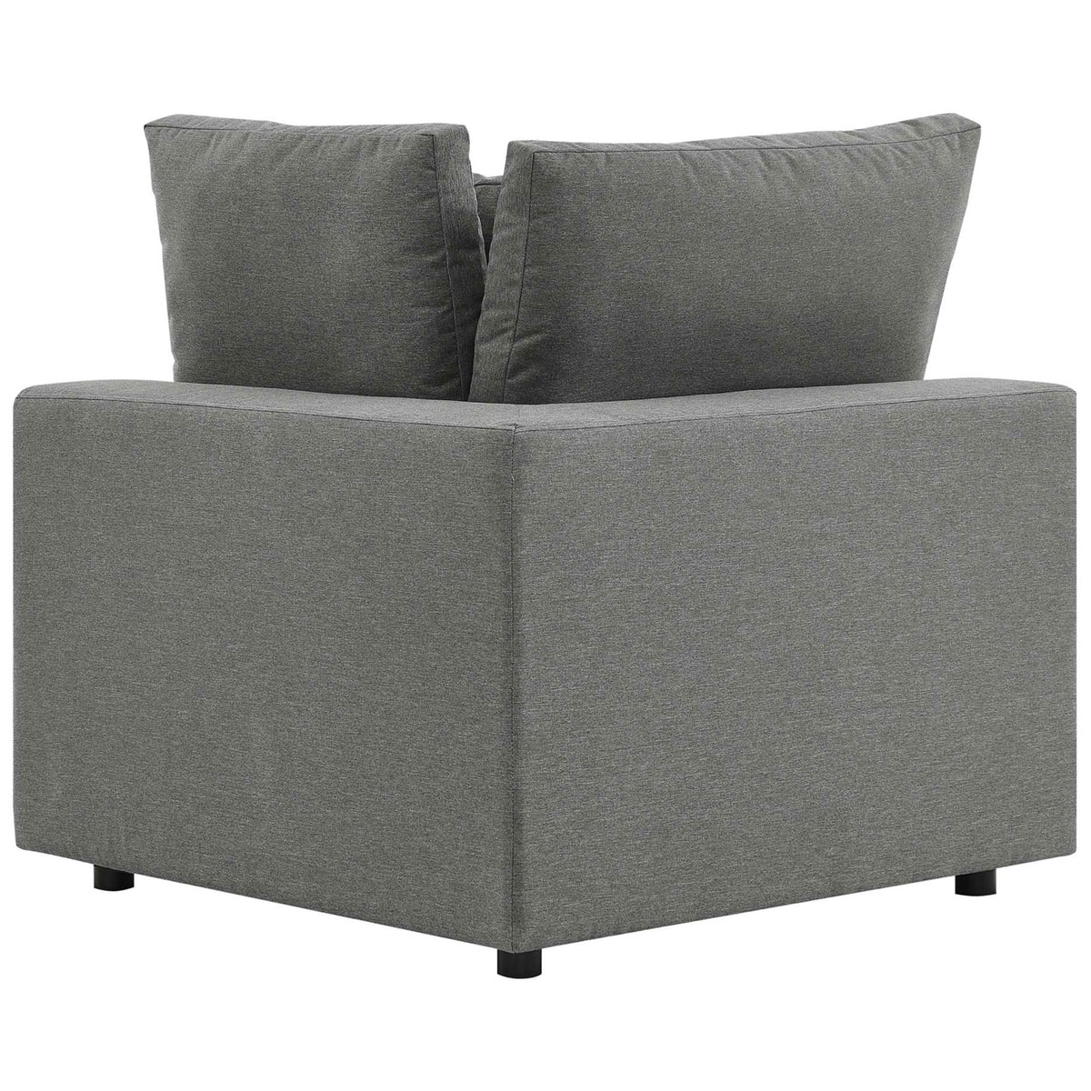 Charcoal corner chair module featuring a clean boxy back and neatly tailored seams || EEI-5578-CHA || back_partial_studio