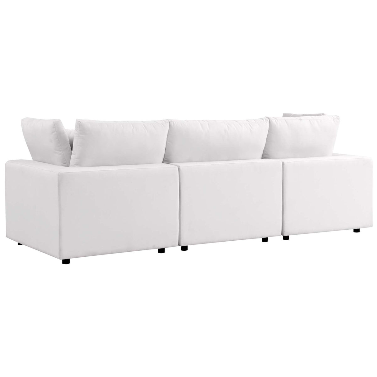 White outdoor sofa back with smooth tailored upholstery and a simple low-profile silhouette || EEI-5578-WHI || back_studio