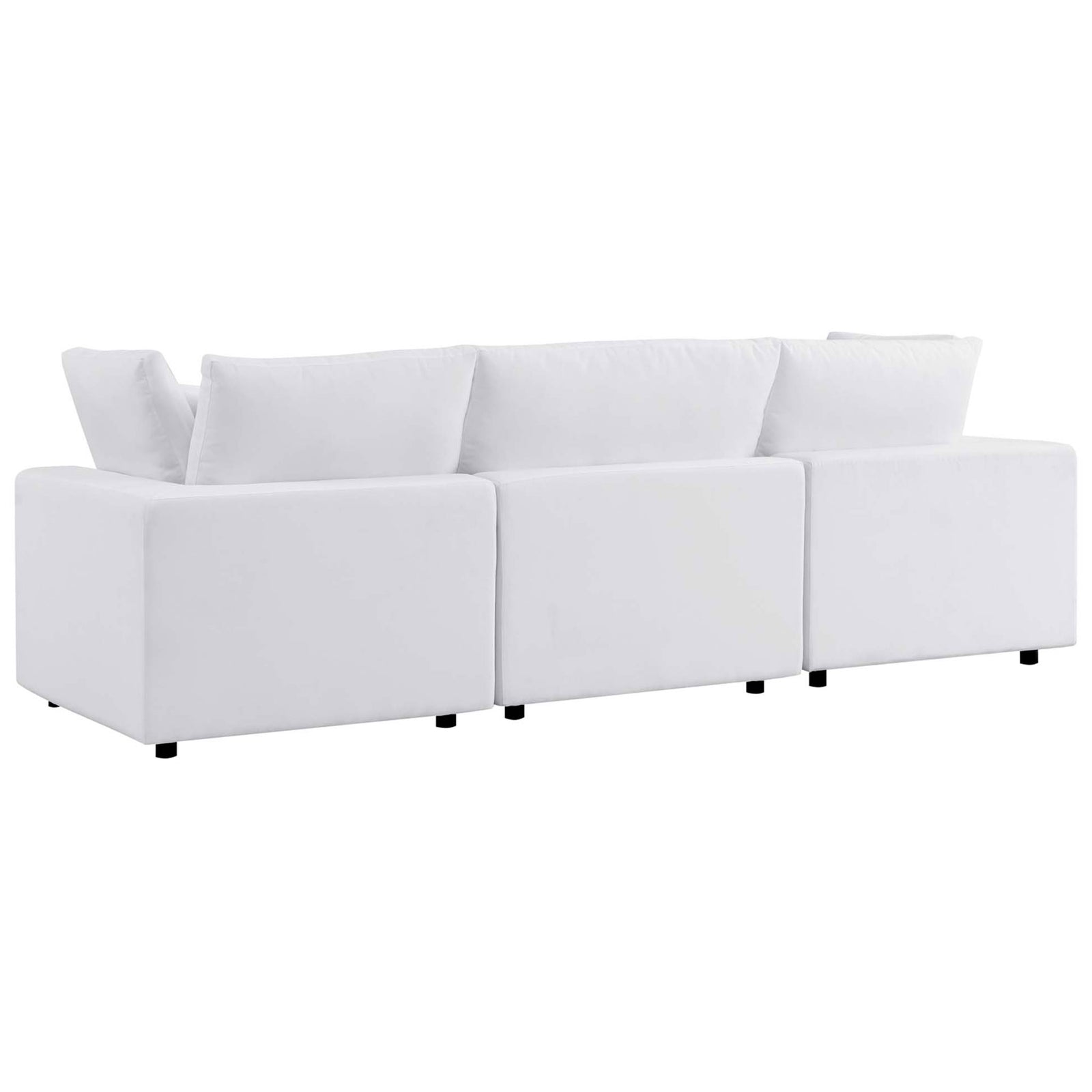White Sunbrella outdoor sofa back with smooth tailored upholstery and a simple low-profile look || EEI-5579-WHI || back_studio