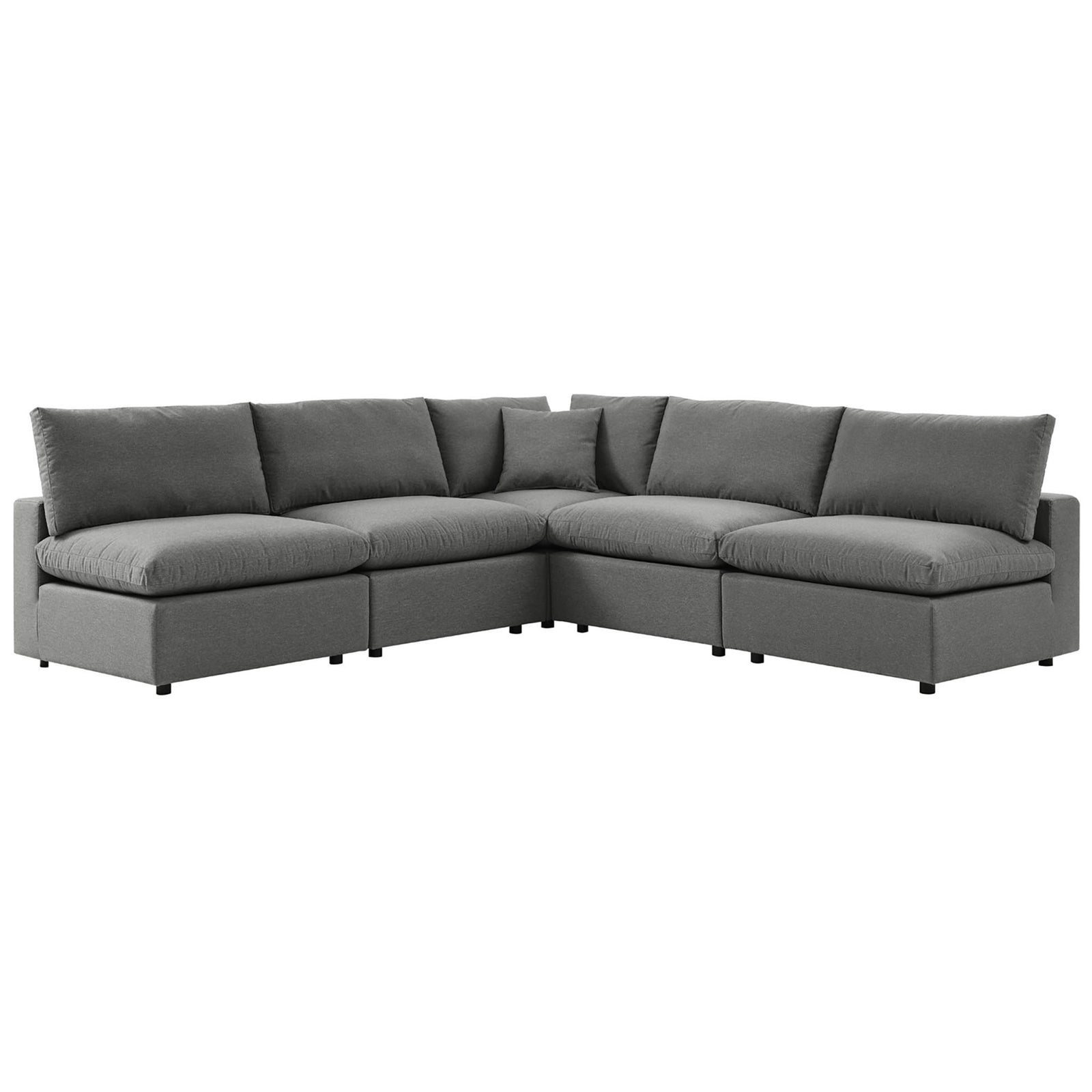 L-shaped charcoal outdoor sectional with generous cushions and clean modern lines. || EEI-5587-CHA || front_angle_studio