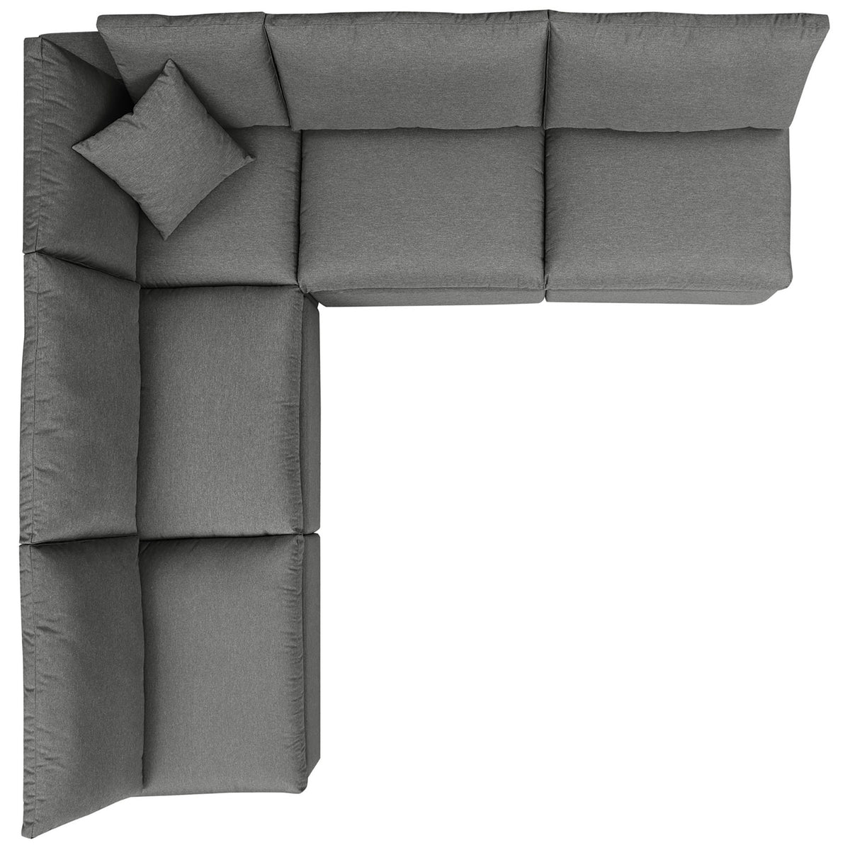 Charcoal modular sectional configured in a spacious L shape with plush, evenly tufted cushions. || EEI-5587-CHA || top_studio