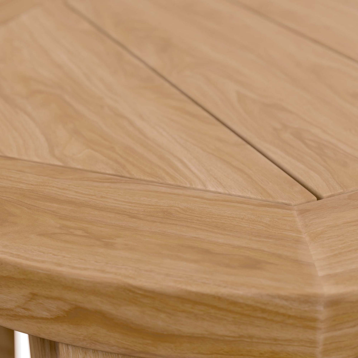 Close view of the smooth teak wood grain and chamfered edge detailing on the side table top || EEI-5604-NAT || swatch_studio