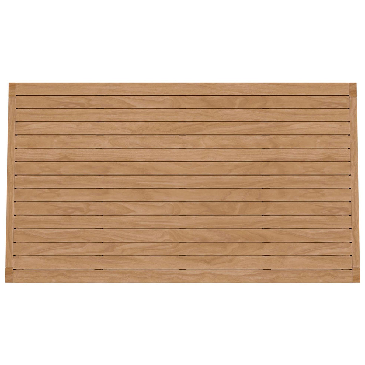 Expansive slatted teak tabletop offering ample space for outdoor drinks, snacks, and decor || EEI-5608-NAT || top_studio