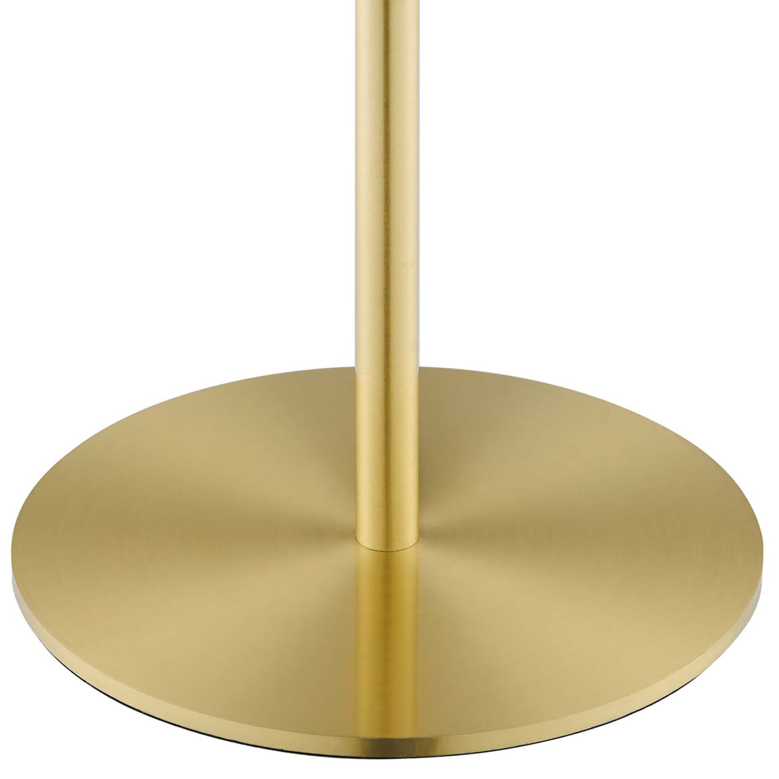 Satin brass circular lamp base with smooth brushed finish and slender vertical stem || EEI-5622-WHI-SBR || leg_studio