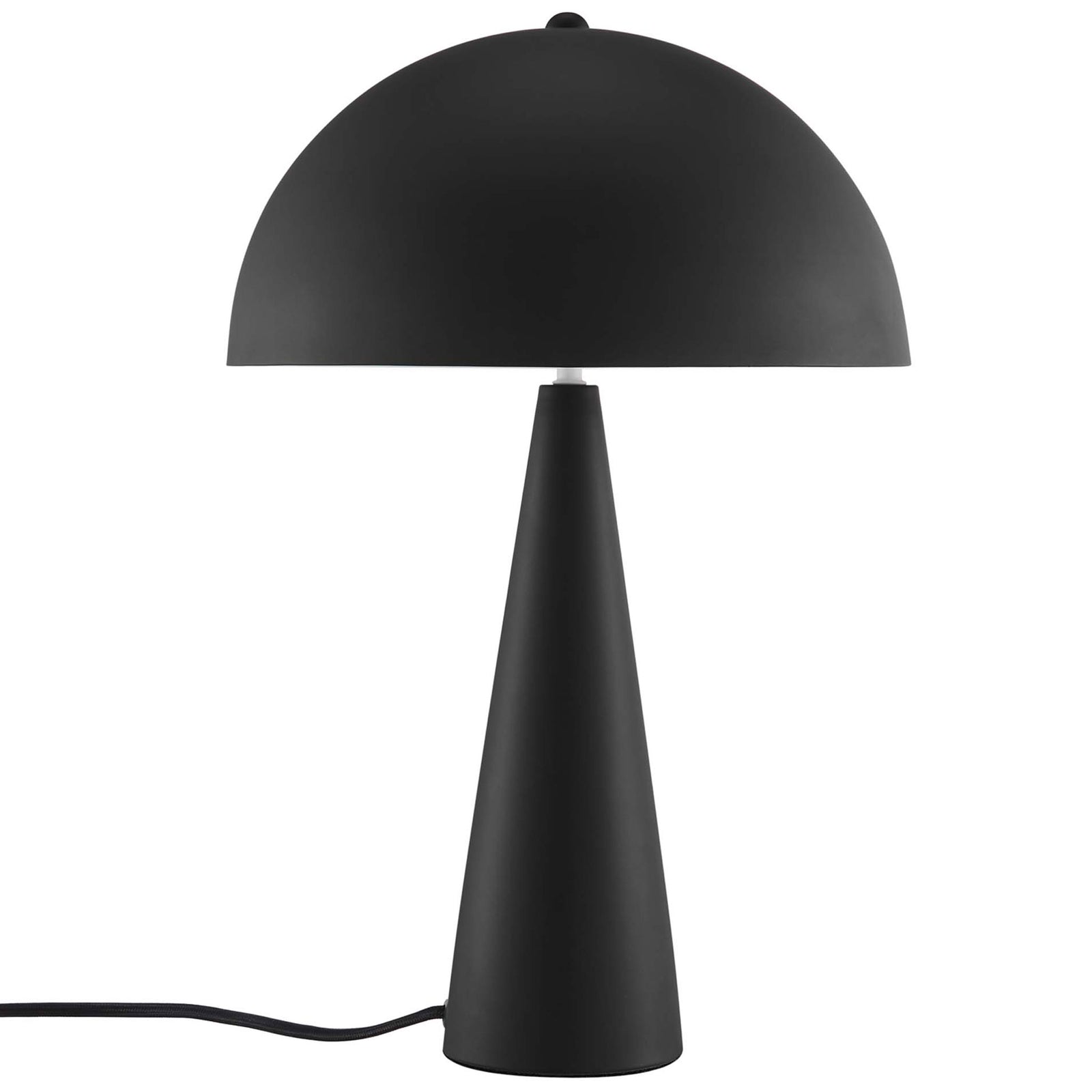 Matte black Selena table lamp with dome shade and sleek cone base for modern accent lighting || EEI-5624-BLK || front_studio