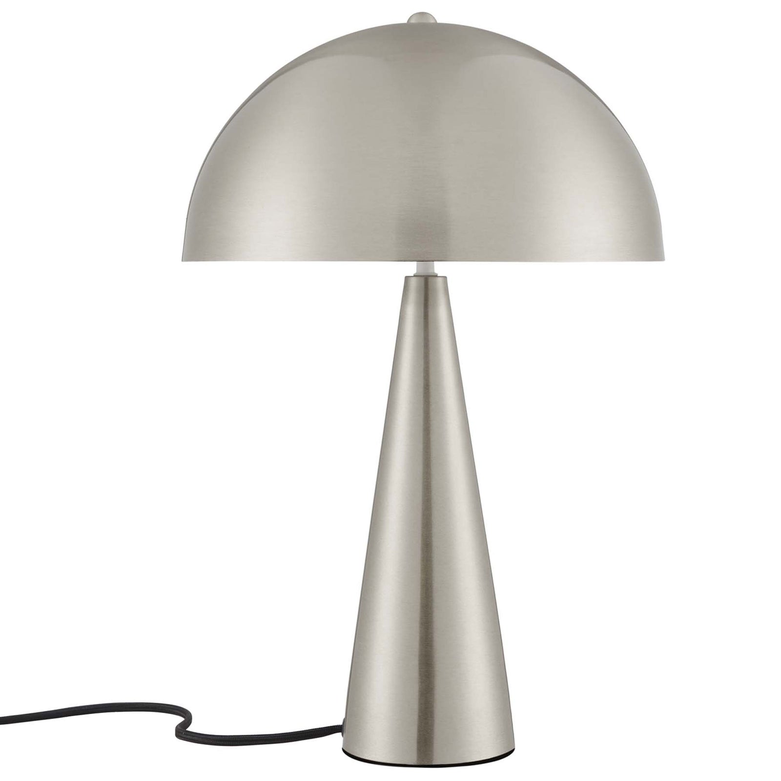 Satin nickel Selena table lamp with dome shade and tapered base for clean contemporary style || EEI-5624-SNL || front_studio