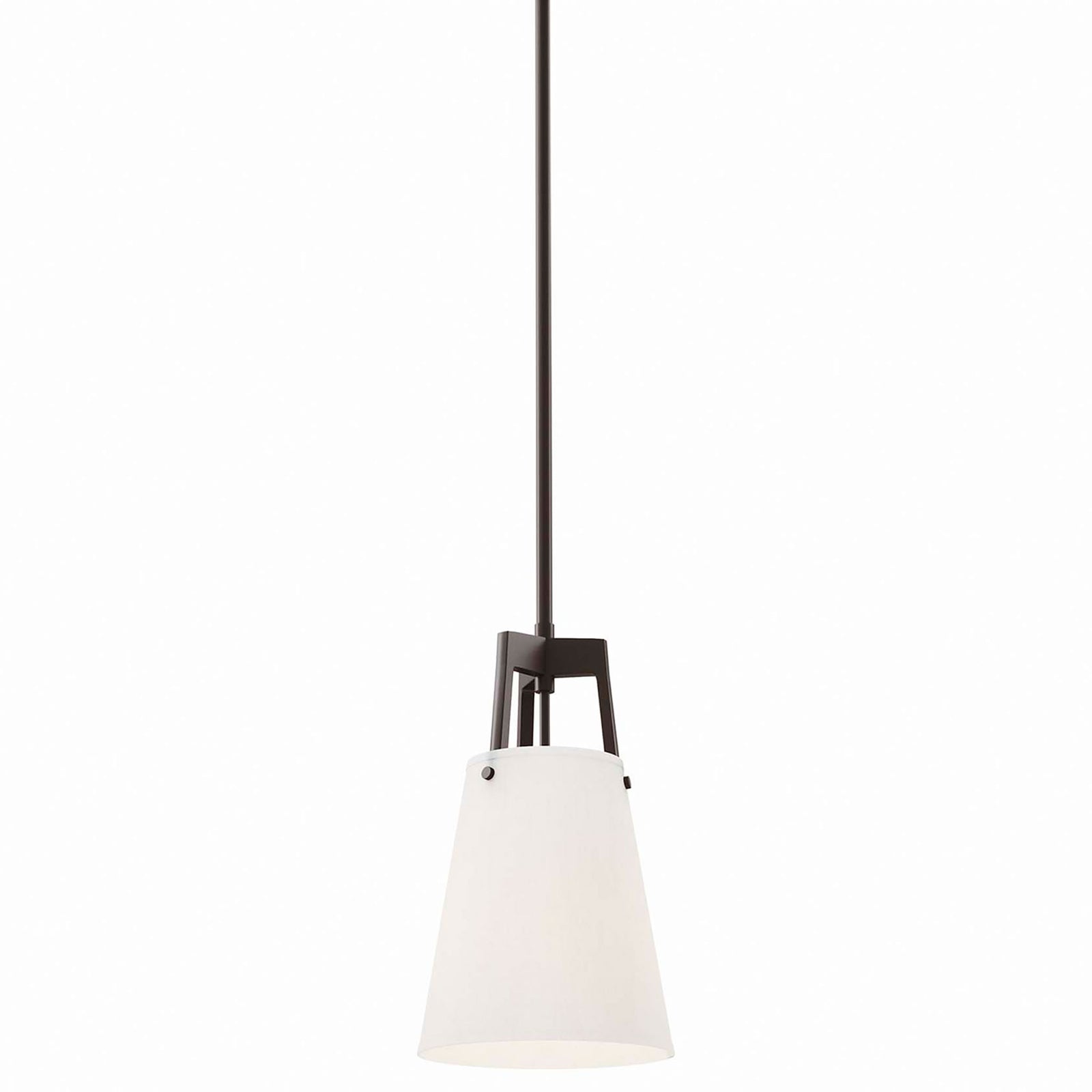White cone fabric shade with bronze hardware brings soft, focused light to contemporary spaces || EEI-5639-WHI-BRZ || shade_studio