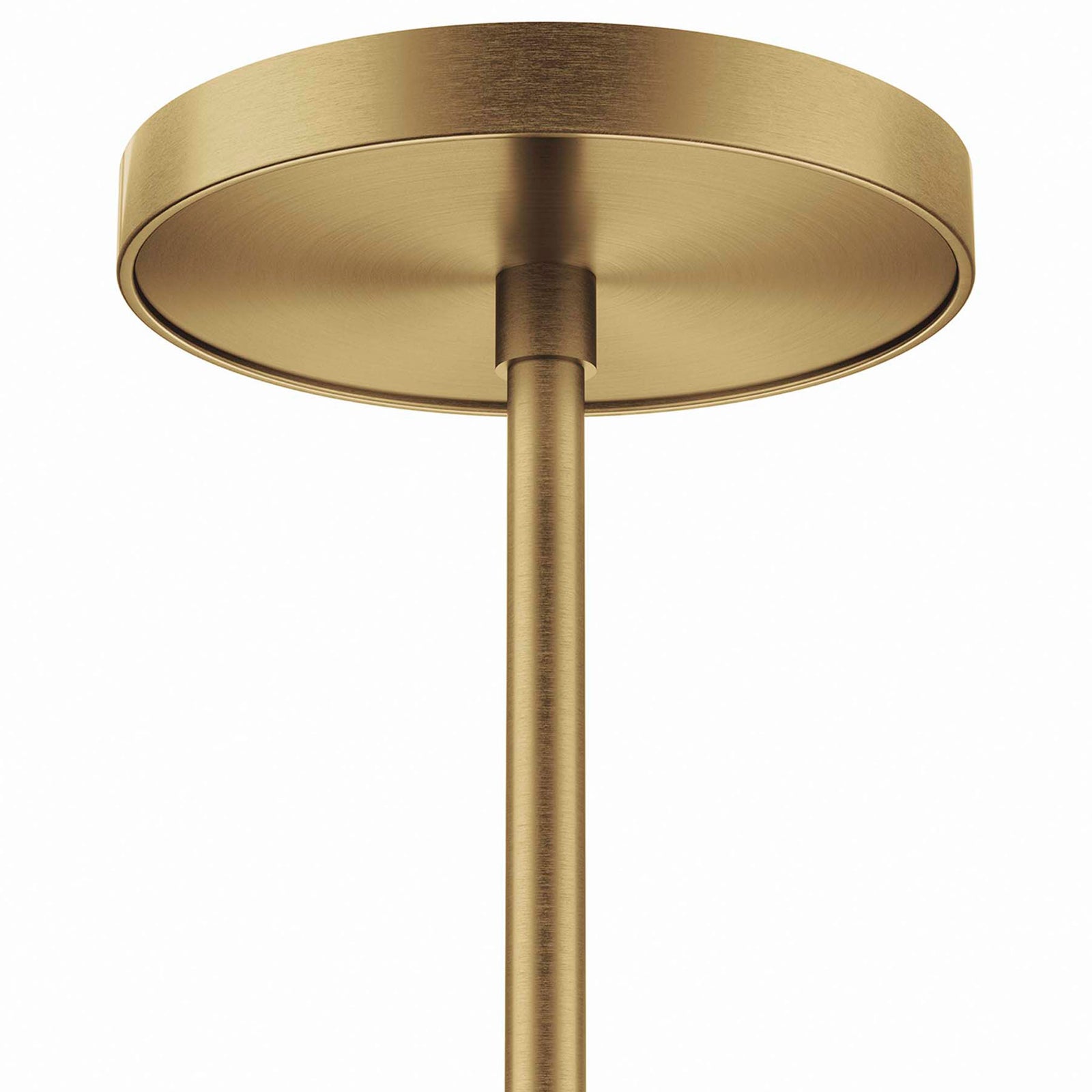 Satin brass ceiling canopy and slender downrod deliver a refined finishing touch. || EEI-5640-WHI-SBR || detail_studio