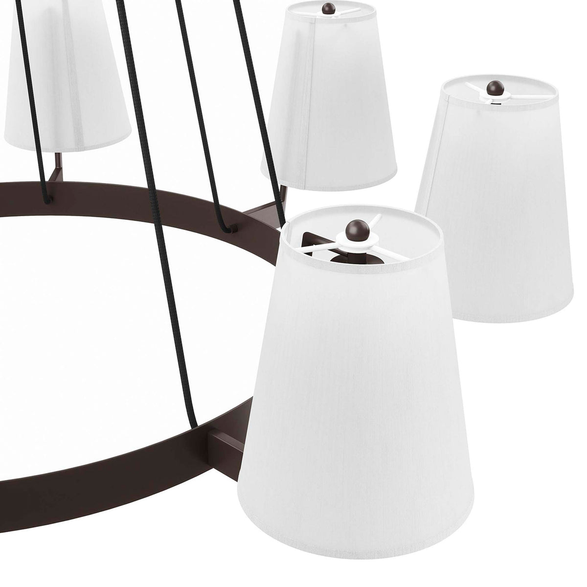 Tapered fabric shades with neat finials add a polished finishing touch || EEI-5641-WHI-BRZ || shade_studio