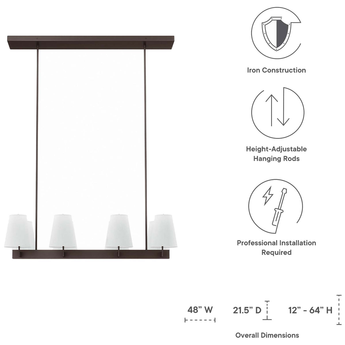 Height-adjustable design to fit a range of ceiling heights || EEI-5642-WHI-BRZ || dimension_studio