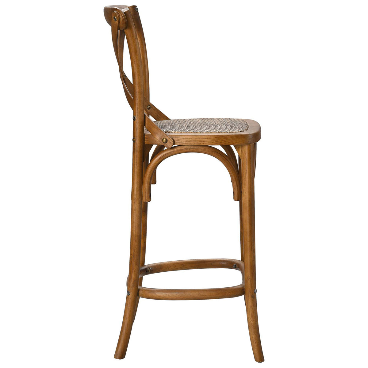Slim, splayed legs and rounded footrest add comfort to this counter-height stool || EEI-5667-WAL || side_studio