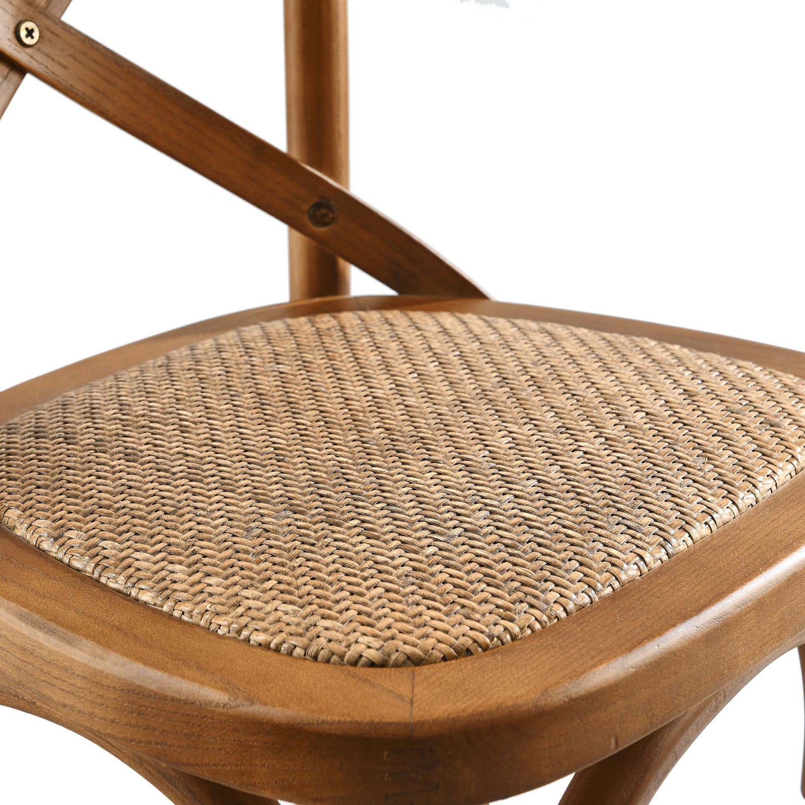 Textured woven rattan seat framed by smooth walnut-finished wood || EEI-5667-WAL || detail_studio