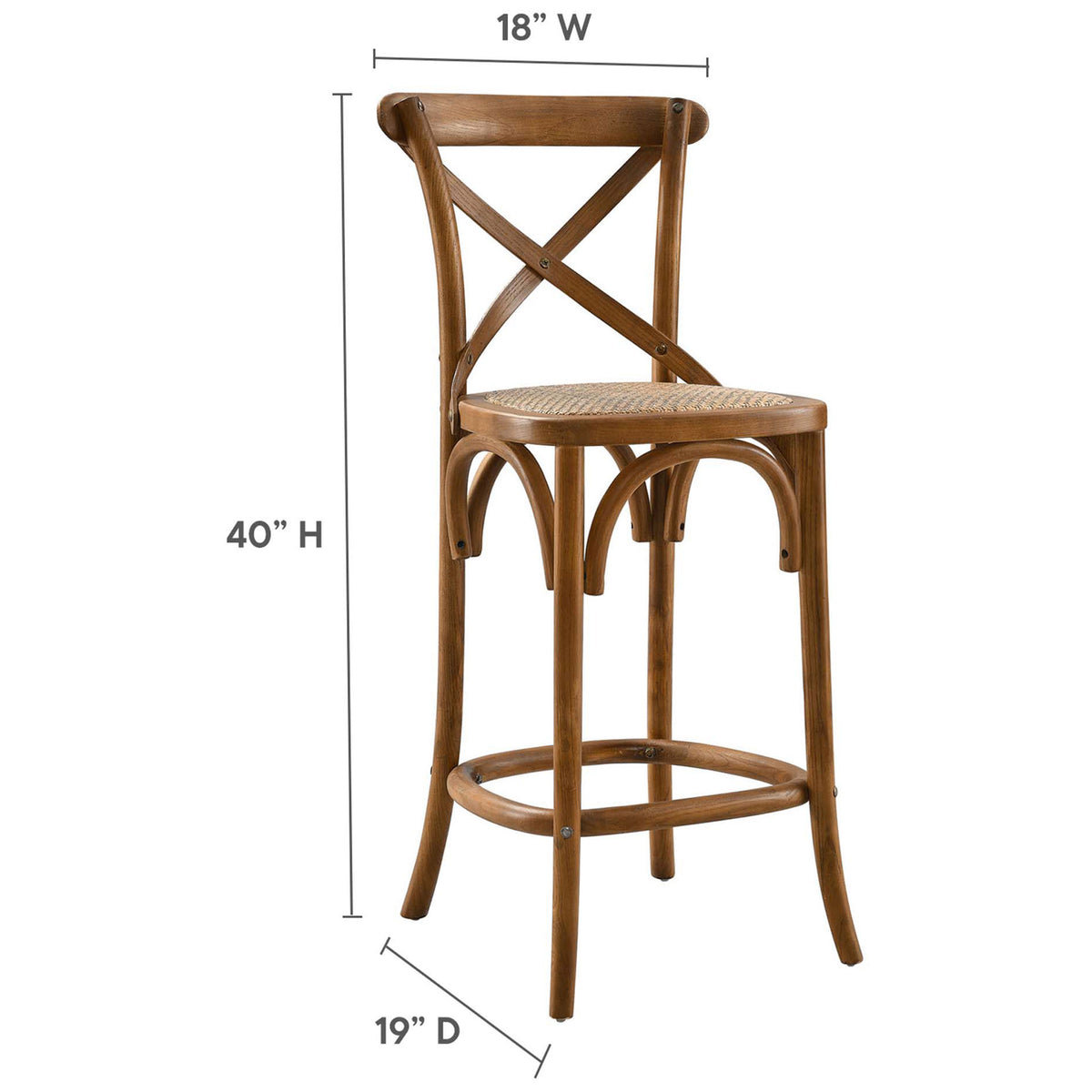 Dimensions shown for the counter stool for easy fit in kitchens and dining nooks || EEI-5667-WAL || dimension_studio