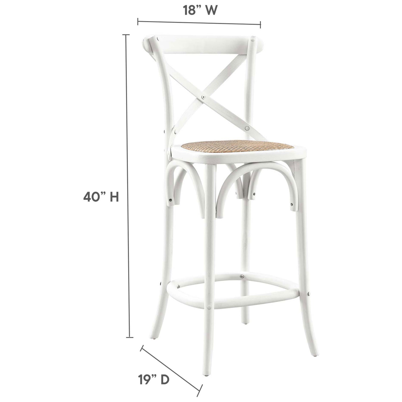 Compact counter stool built for everyday dining with supportive back and sturdy base. || EEI-5667-WHI || dimension_studio