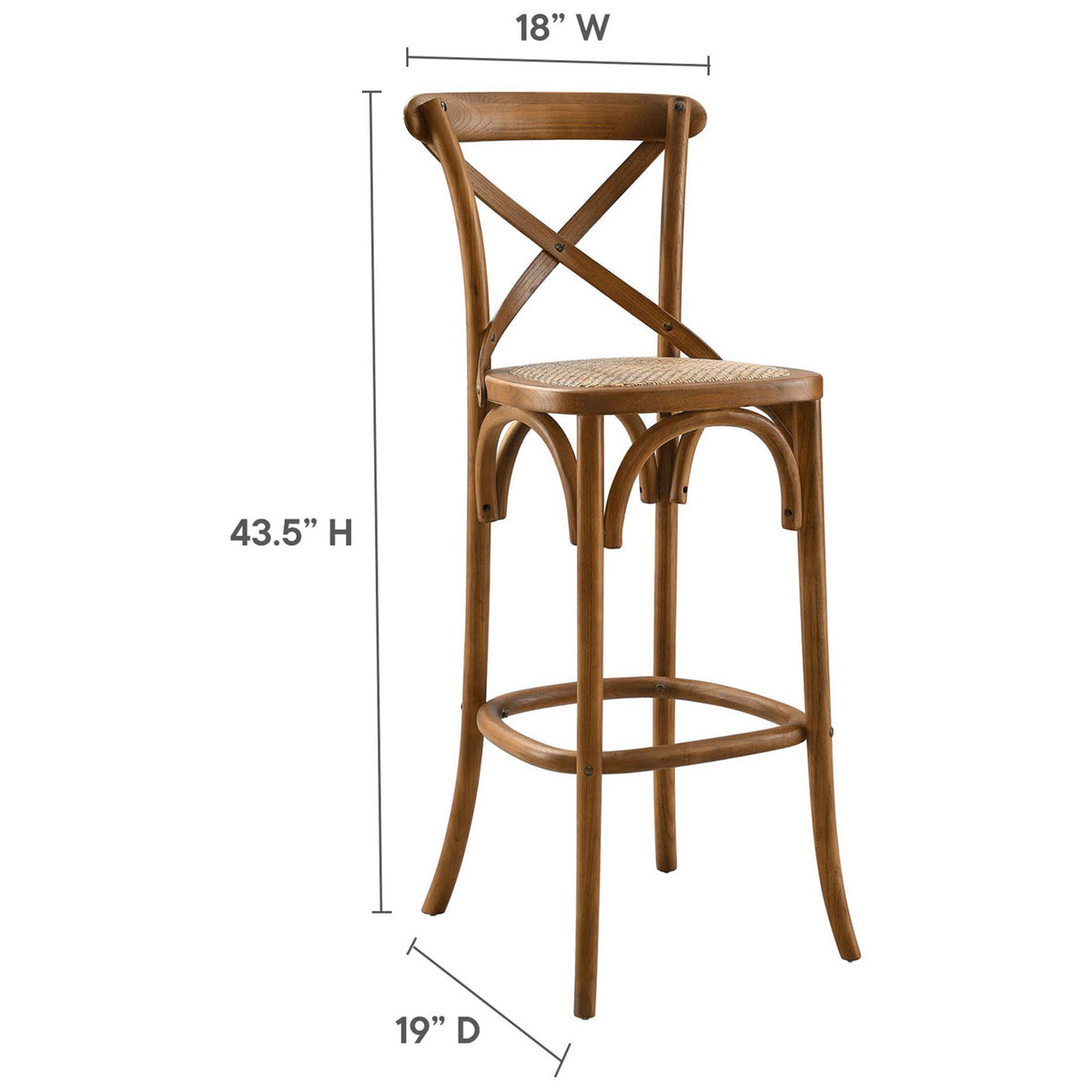 Bar stool dimensions displayed for effortless planning and spacing || EEI-5668-WAL || dimension_studio