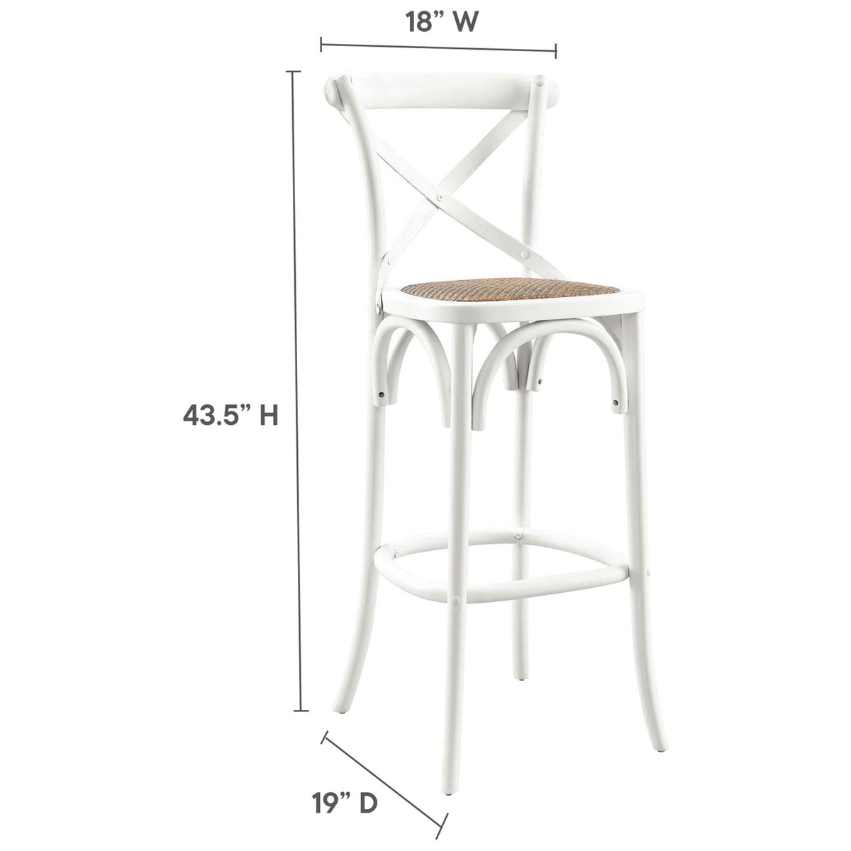 Elevated bar stool designed for casual dining with a supportive back and stable base. || EEI-5668-WHI || dimension_studio
