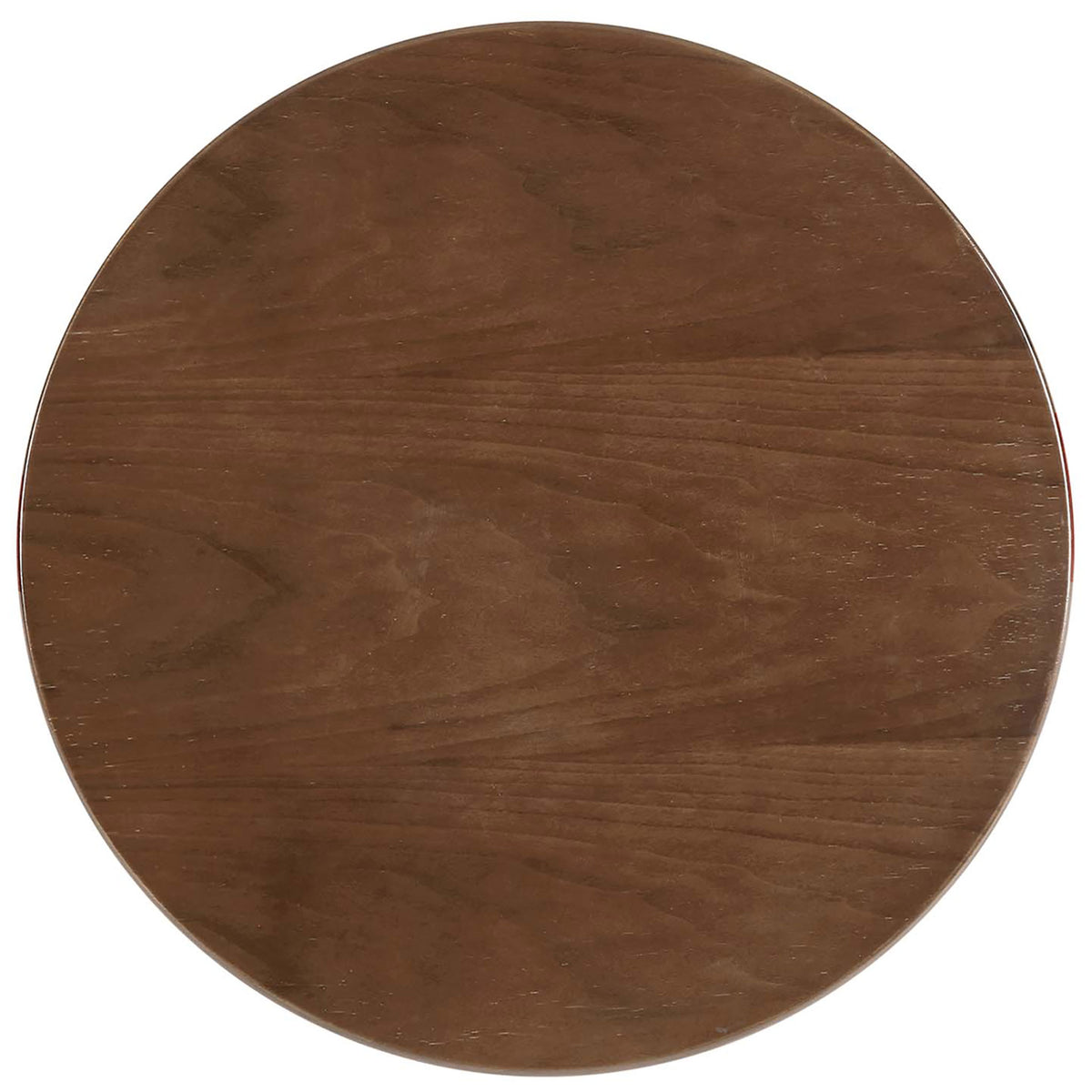 Walnut round tabletop with subtle wood grain pattern and smooth beveled edge || EEI-5679-WHI-WAL || top_studio