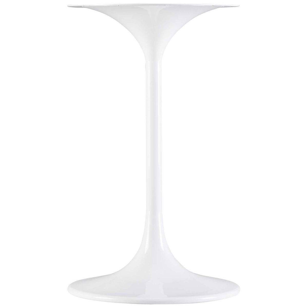 White tulip-style pedestal base with smooth curves and wide circular foot || EEI-5679-WHI-WAL || leg_studio