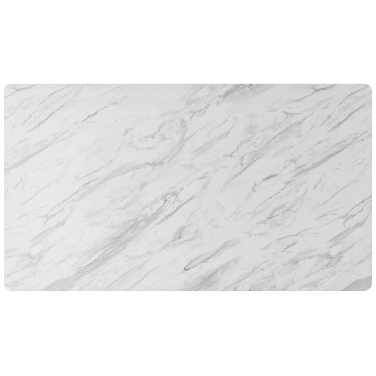 White artificial marble tabletop with soft gray veining and smoothly rounded corners || EEI-5693-BLK-WHI || top_studio