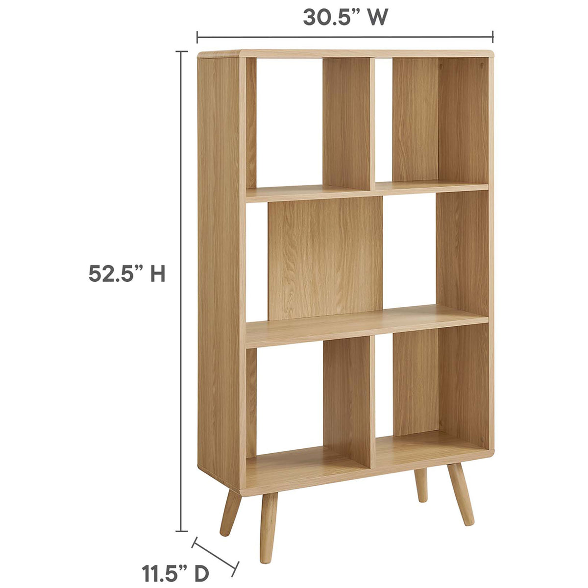 Measures 30.5 in W x 11.5 in D x 52.5 in H || EEI-5743-OAK || dimension_studio