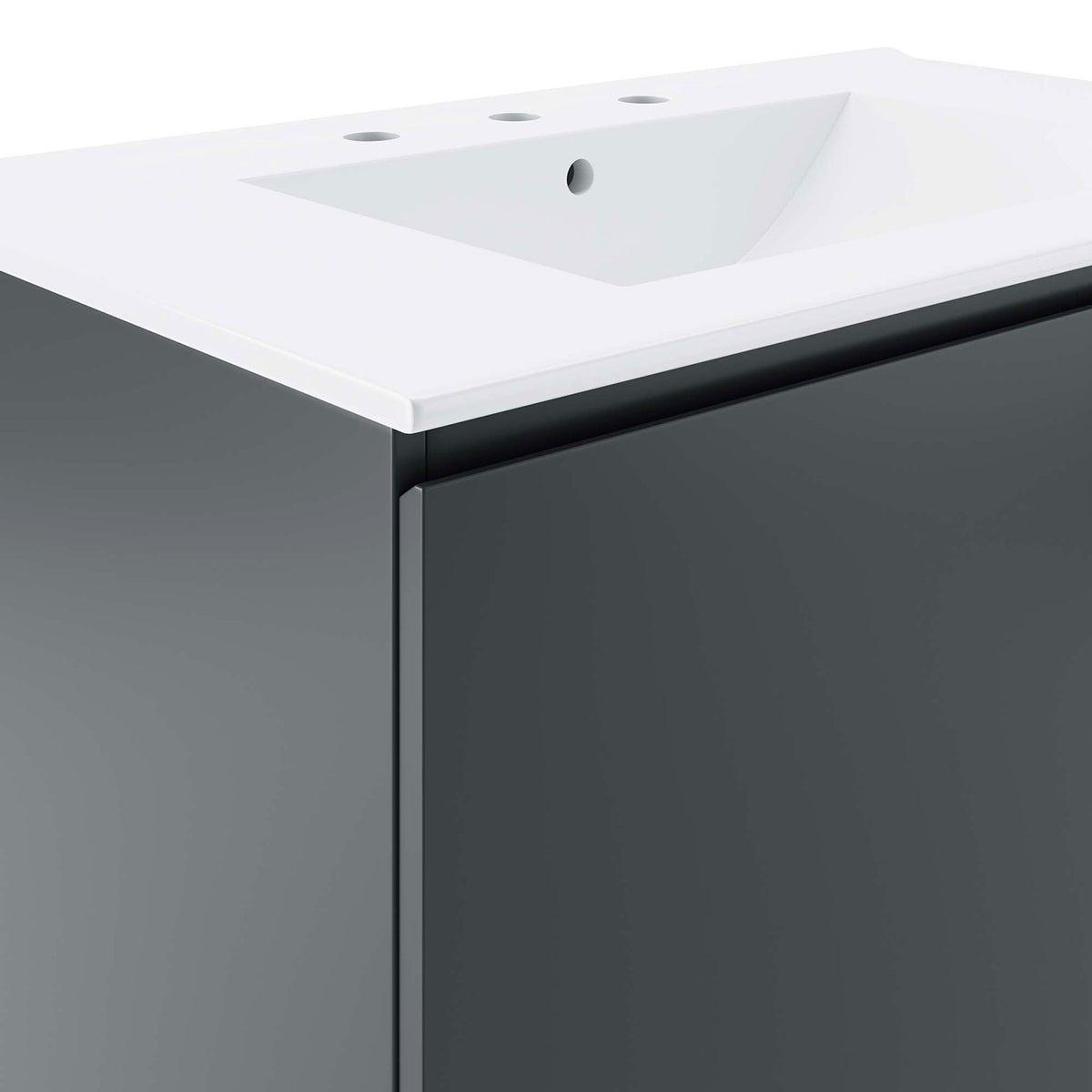 Beveled top edge and refined cabinet finish. || EEI-5778-GRY-WHI || detail_studio