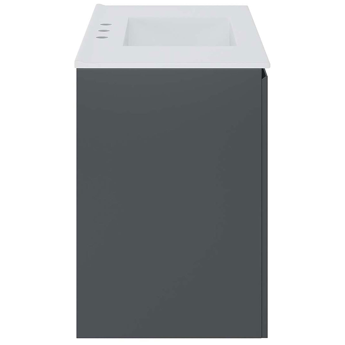 Refined floating profile with sleek, handle-free sides. || EEI-5779-GRY-WHI || side_studio