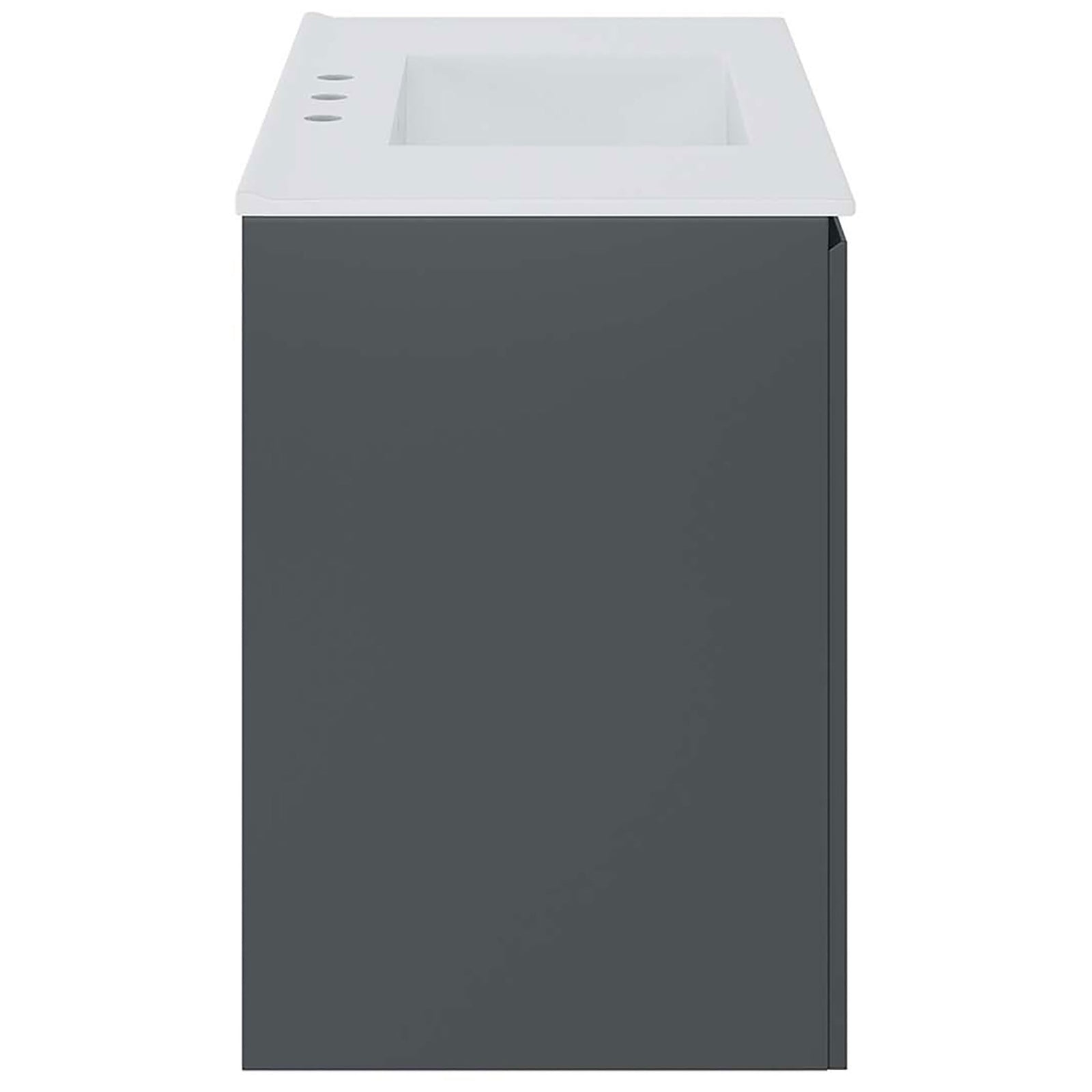 Refined floating profile with sleek, handle-free sides. || EEI-5779-GRY-WHI || side_studio