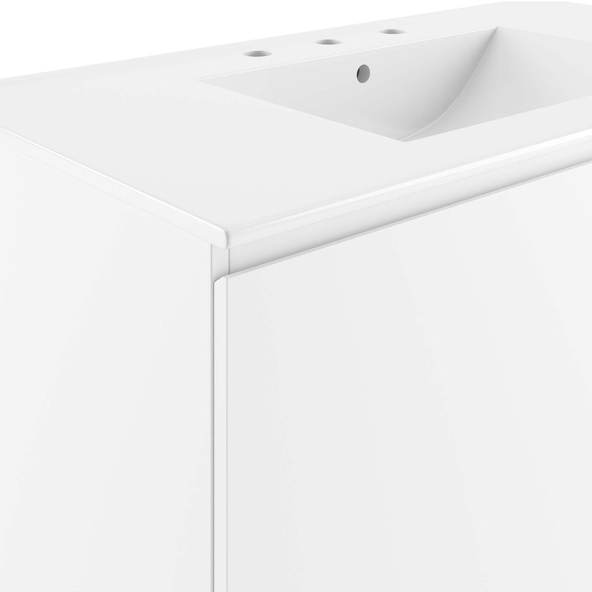 Smooth basin contour and flush door edges create a polished, modern aesthetic || EEI-5779-WHI-WHI || detail_studio