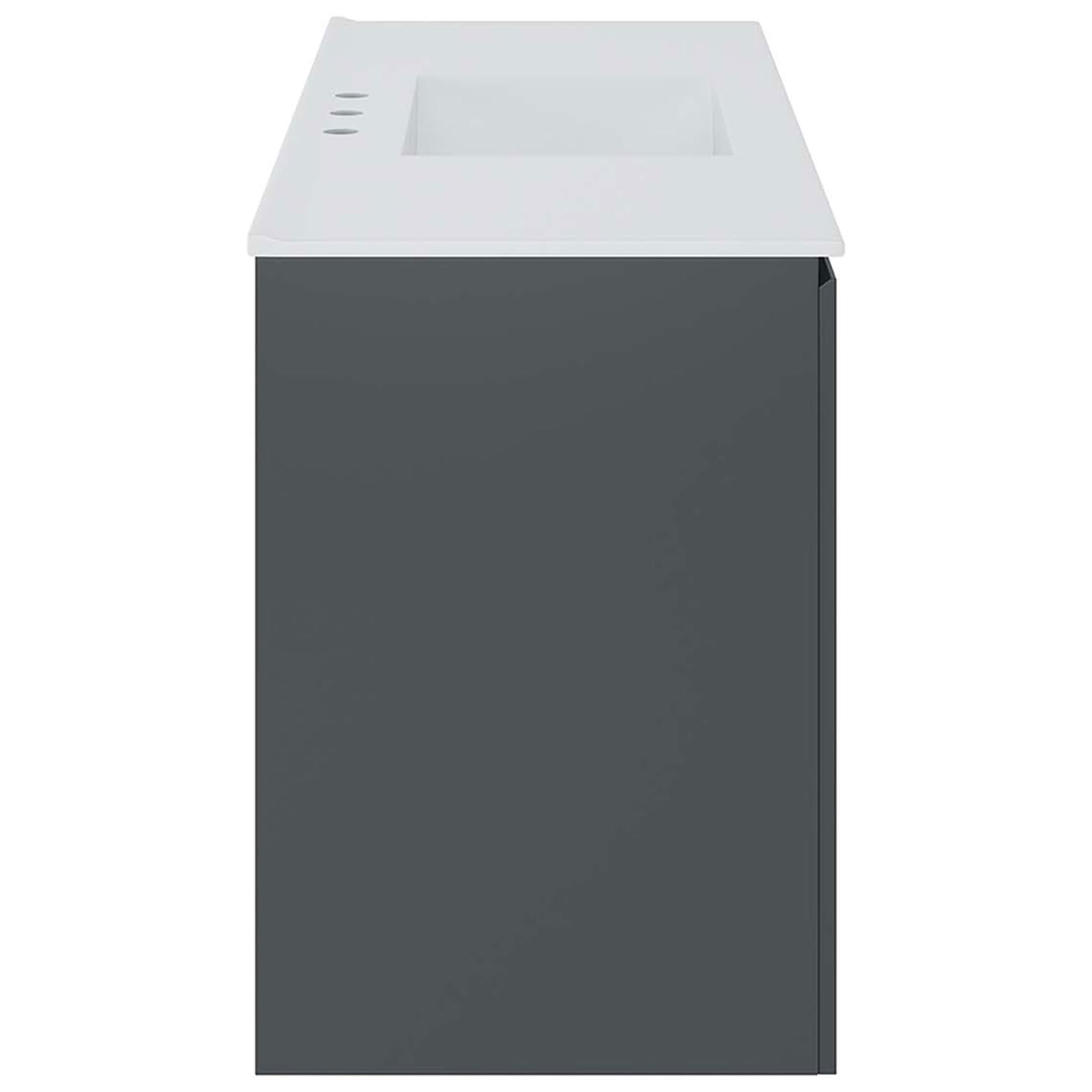 Slim, space-saving silhouette with crisp edges and a white countertop profile || EEI-5780-GRY-WHI || side_studio