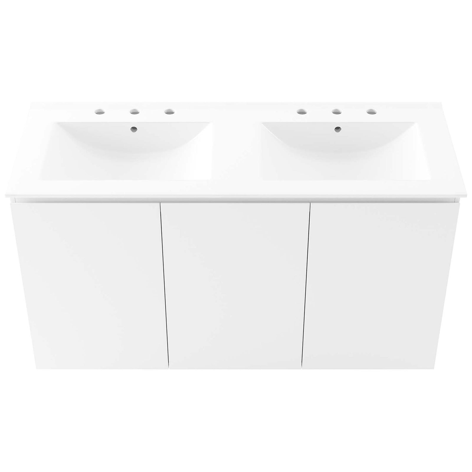 Integrated countertop with dual basins and 3-hole, 8-inch widespread drilling || EEI-5781-WHI-WHI || top_studio