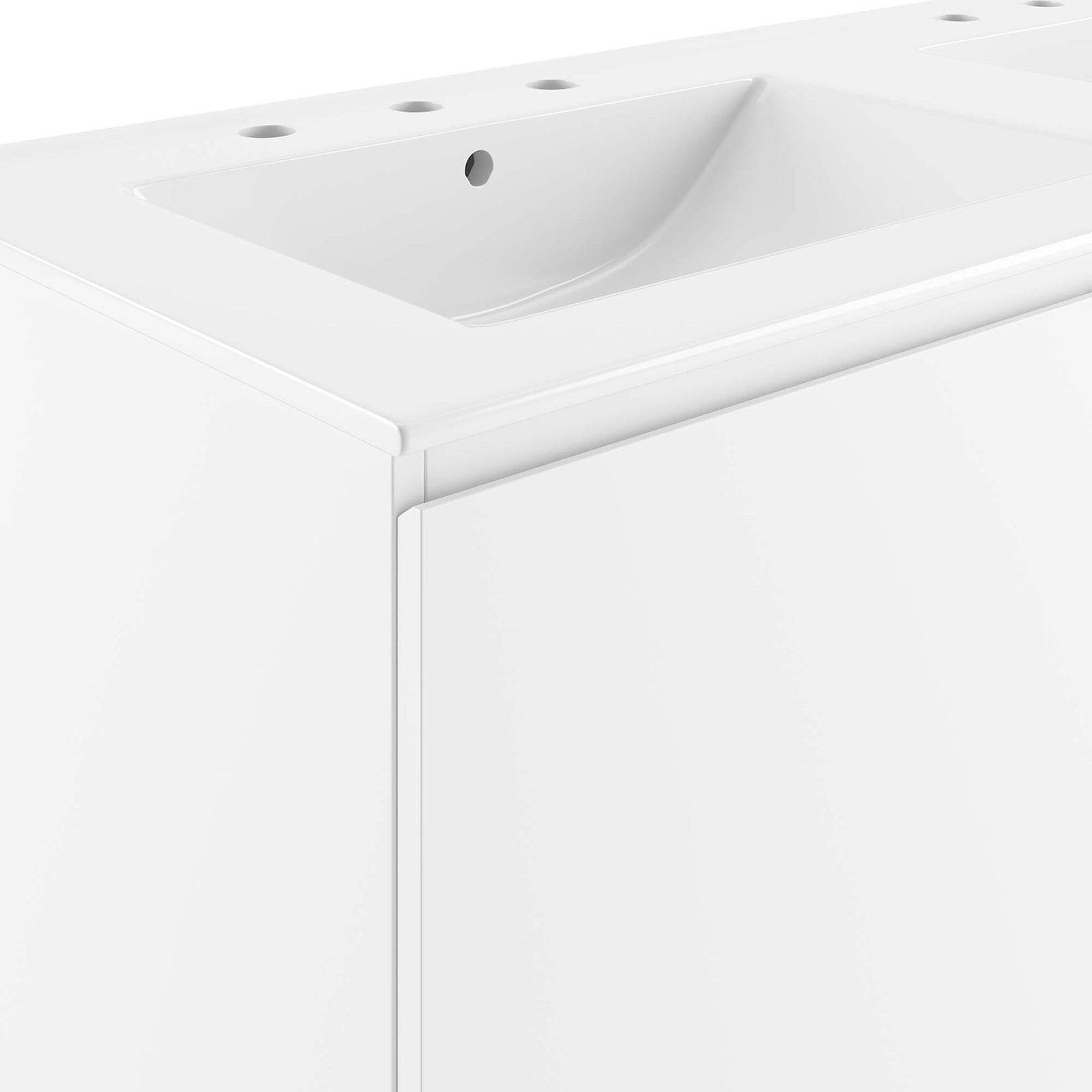 Smooth melamine finish and gently sloped basin for easy cleaning || EEI-5781-WHI-WHI || detail_studio
