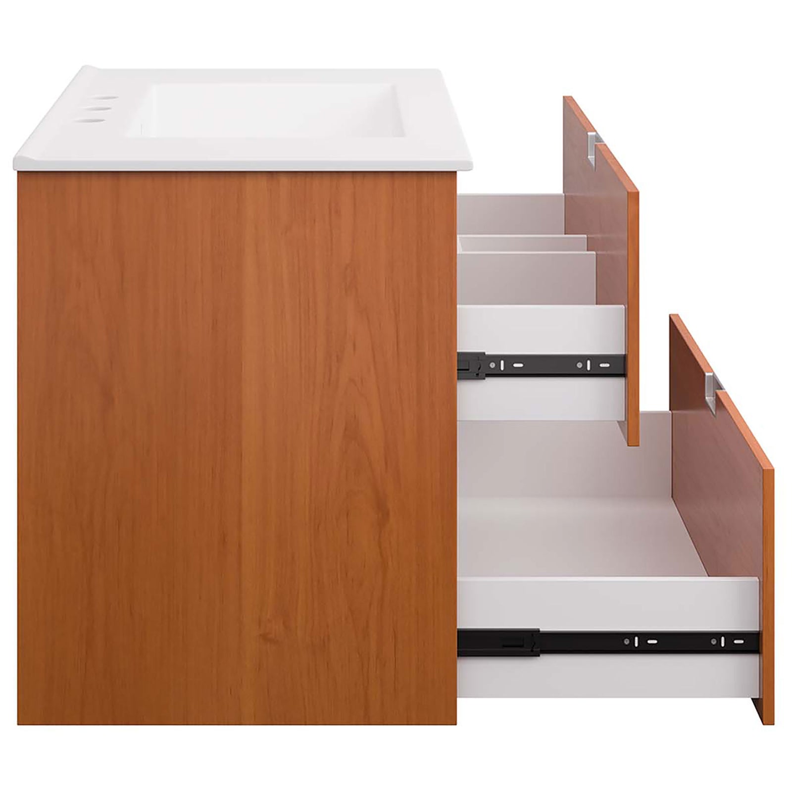 Deep drawers open wide on smooth glides for easy access || EEI-5812-CHE-WHI || side_open_studio