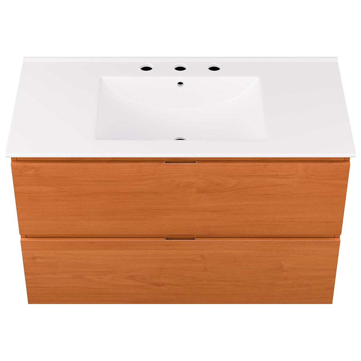 Wide basin with three-hole, 8 inch faucet spacing and gentle curves || EEI-5813-CHE-WHI || top_studio